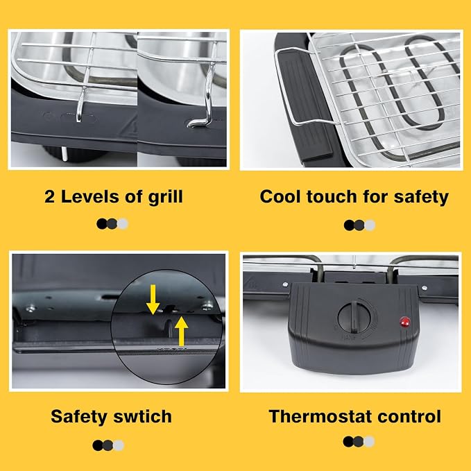 Electric Grill Outdoor Indoor Cooking,Smokeless BBQ,Portable Removeable Stand（301-1）
