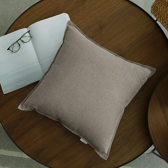 Jeanerlor Decorative Cotton Linen Couch 26"x26" Throw Pillow Case for Sofa Durable Classy, Comfortable Cushion Cover (65 x 65cm), Gray