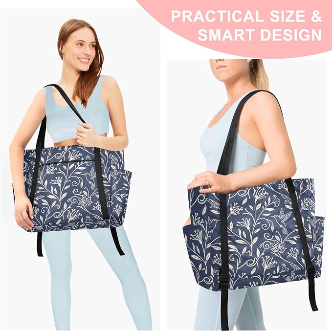 MCHIVER Yoga Bag for Women Men Large Yoga Mat Bag with Adjustable Strap Workout Bags Totes for Pilates Yoga Travel