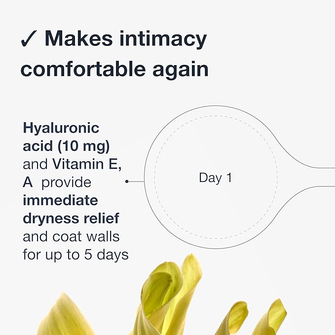 10 MG Hyaluronic Acid 10 Inserts for Women with Vitamin E, Vitamin A. Formulated in USA. Made in Italy. Long Lasting Ultra moisturizing for Dryness from hormonal Changes and Menopause