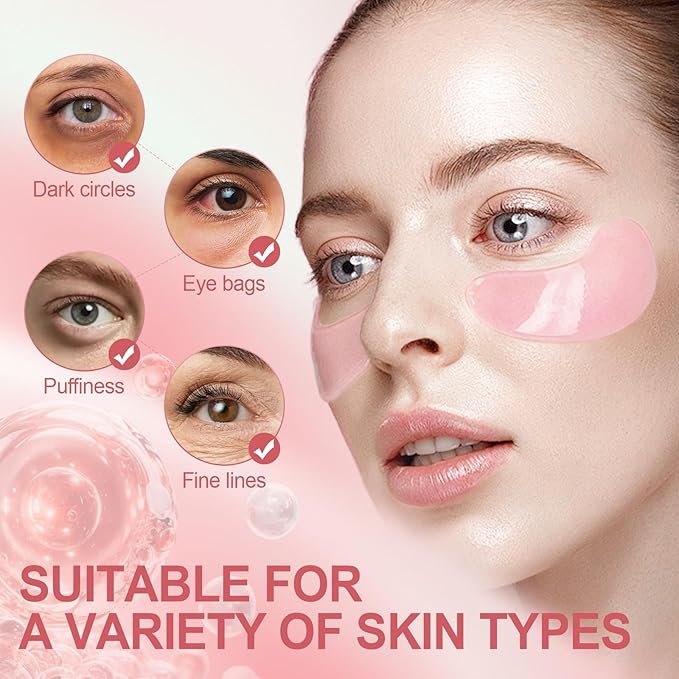 Eye Patches with PDRN & Collagen, Hydrogel Eye Mask with Instant Lift Effect, Dark Circles & Puffy Eyes, Anti-Aging Under Eye Treatment for Wrinkles, Eye Bags & Fine Lines (8 Pairs)
