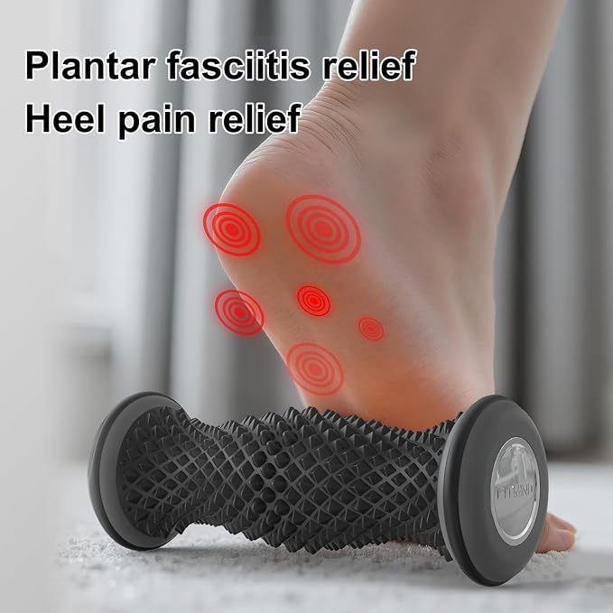 Foot Roller Massager for Plantar Fasciitis Relief, Portable Silent Deep Tissue Massager Tool for Arch and Heel Pain-Black