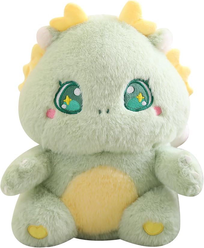 MUPI Cute Dragon Plush Toy Kawaii Stuffed Animals Soft Dinosaur Plush Pillows for Girls Boys Kids Adults, Green (11 Inch)