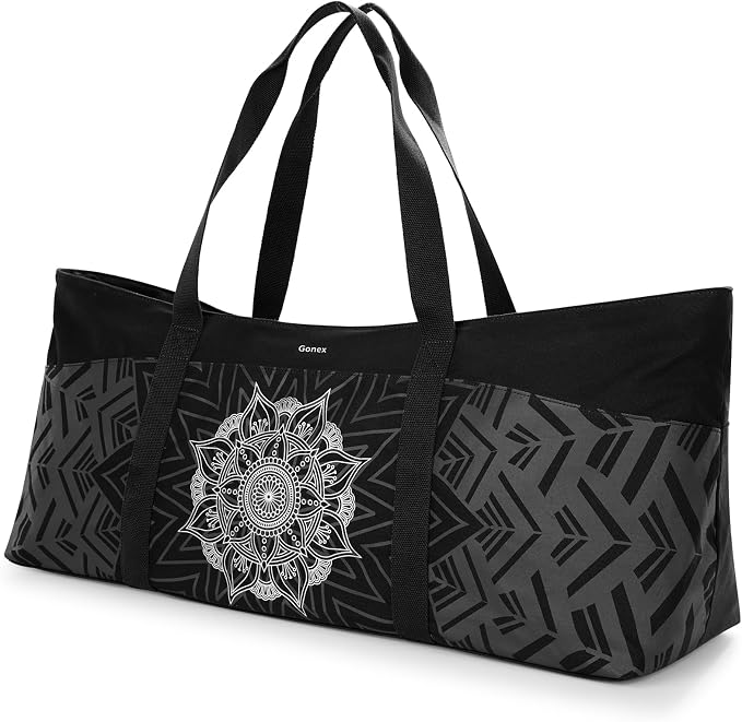 Gonex Yoga Mat Bag, Extra Canvas Gym Bag with Waterproof Pocket Metal Zipper, Fits Mat & Blocks, Stylish Yoga Mat Carrier for Women, Ideal for Yoga, Pilates, Workout, Travel