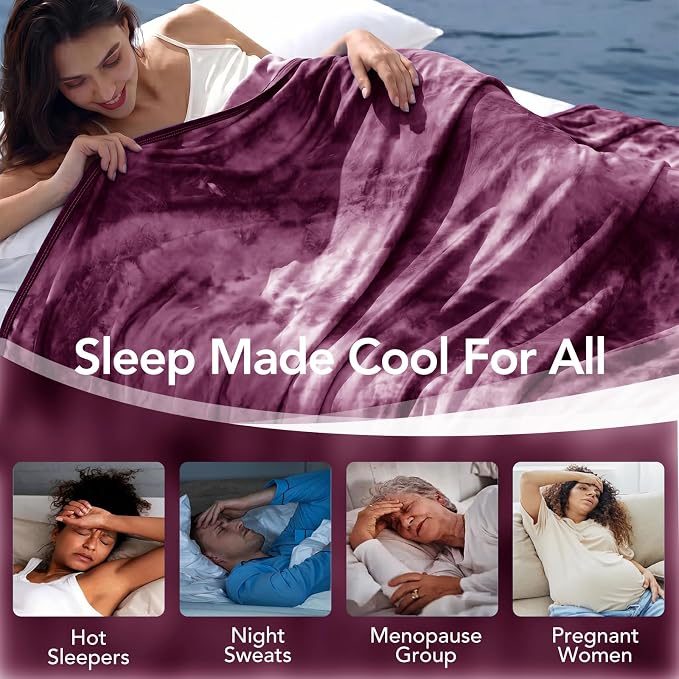 Cooling Blanket Twin 60"x80" for Hot Sleepers | Cold Summer Soft Blanket for Bed Couch and Travel Absorbs Heat Q-Max>0.35 Cool Lightweight Throw for Night Sweats Menopause