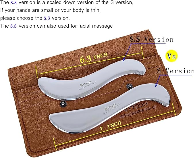 BYYDDIY 6.3 inch Non-Magnetic 304Stainless Steel Gua Sha Tool & Muscle Scraper Tool & Gua Sha Facial Tools (S.S)
