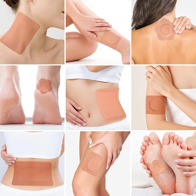 76Pcs Castor Oil Patches with 8oz Castor Oil Organic Cold Pressed Unrefined Glass Bottle, Cotton Caster Oil Pack Wrap for Waist Back Neck Arm Belly, Self-Adhesive Disposable for Convenient Use