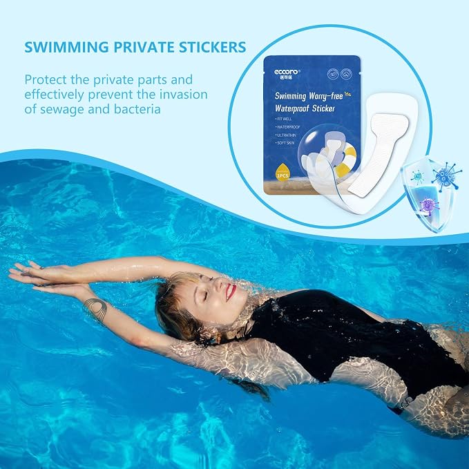 Waterproof Pads for Swimming，Swimming Private Stickers for Women | Skin-Friendly Private Area Protection | Dirt Prevention for Swimming & Daily Activities | 6-Pack（5.9 * 16.5in）