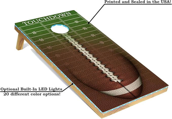 Tailgating Pros American Themed Lightweight Corn Hole Board Set w/Multicolored LED Rings, Bean, Bags, and Carrying Case - 4'x2' Cornhole Toss