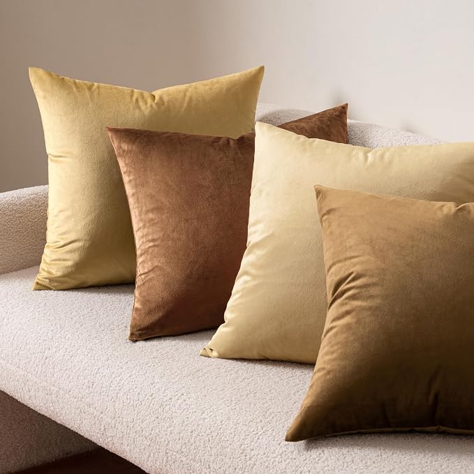 MIULEE Velvet Throw Pillow Covers 20x20 Inch Pack of 2 Chocolate | Soft Solid Decorative Pillow Covers, Modern Luxury Home Decor, for Couch Chair Sofa Bedroom Livingroom