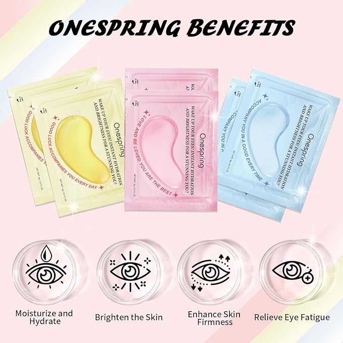 Onespring Eye Masks (24 Pairs) - Gift for Her - Caffeine, 24K Gold and Retinol Under Eye Patches for Puffy Eyes, Dark Circles & Fine Lines, Bachelorette Party Favors, Birthday, Bridesmaid Gift