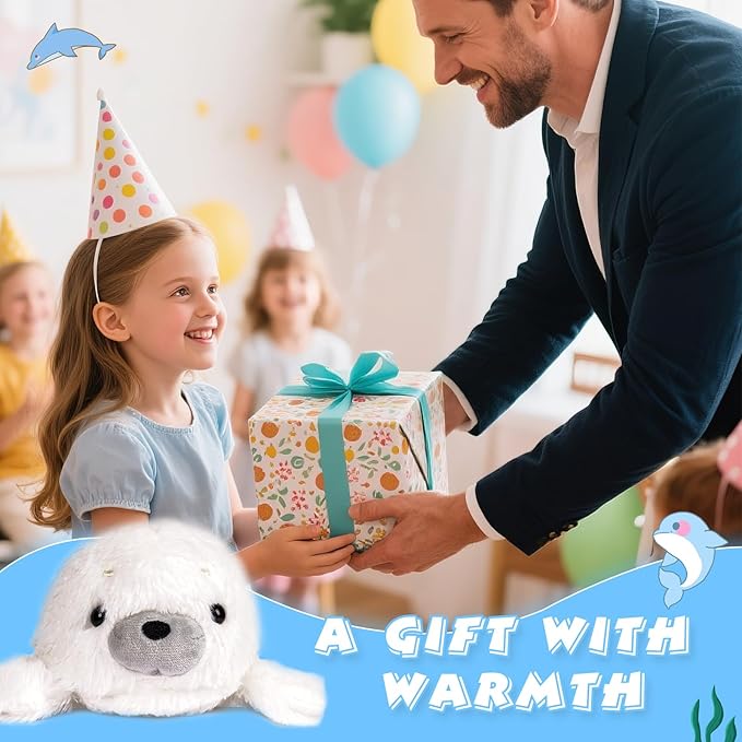 7.8" White Seal Plush – Posture Improvement Desk Buddy – Soft & Supportive Sitting Companion – Cute Stuffed Animal for Office, Study, and Gift
