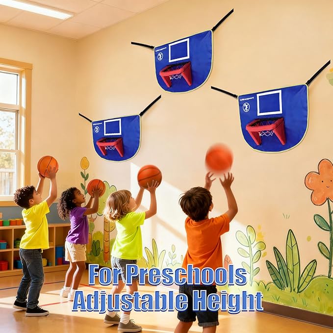 Kids Indoor Basketball Hoop Set with Soft Foam mini Ball & Adjustable Straps, 35.5"x25.6" Easy Setup for Home, Kindergarten & Trampoline Fun, Great Toy Gift for Toddler (Ages 3-8)