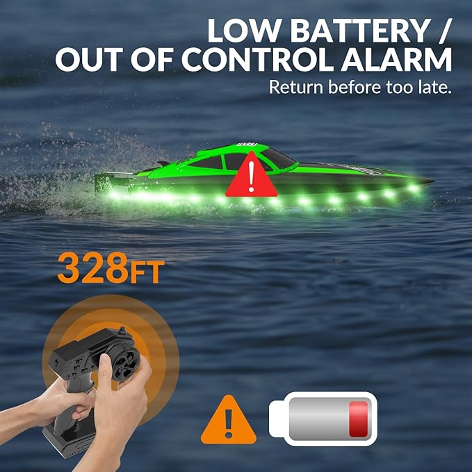 Remote Control Boats for Adult - Boat with LED Lights for Pool&Lakes,2.5GHz RC Racing Boats，Summer Water Toy