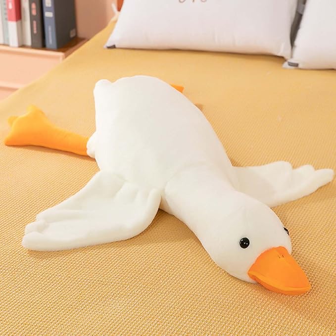 Goose Stuffed Animal Plush Toy Cute White Duck Stuffed Plush Super Soft Furry Swan Hugging Pillow Plushies for Home Decor