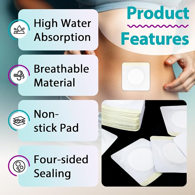 125 Pcs Castor Oil Patches for Belly Butto (Oil Not Included), 7cm×7cm | Disposable Self-Adhesive, Organic Cotton, Anti-Leakage, Highly Absorbent, High Breathability