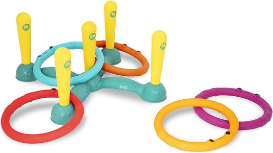 B. toys – Ring Toss Game – Indoor & Outdoor – Sling – a – Ring Toss – 12 Pieces – 5 Pegs & 5 Colorful Rings – for Toddlers, Kids – 3+ Years