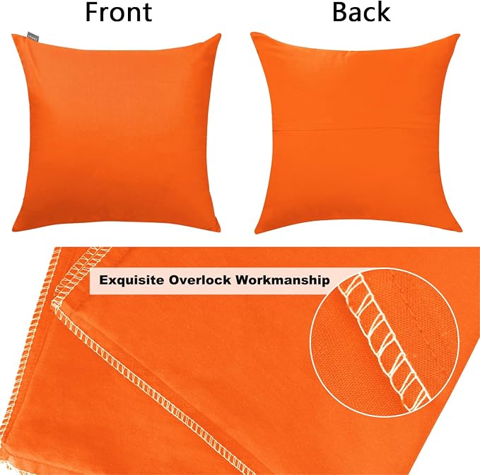 Thmyo 4-Pack 100% Cotton Comfortable Solid Decorative Throw Pillow Case Square Cushion Cover Pillowcase Sublimation Blank Pillow Covers Thanksgiving DIY Throw Pillowcase for Sofa(24x24inch/60x60cm)