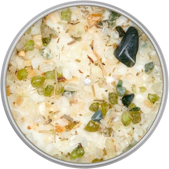 Spring Candle by New Moon Beginnings - Rosemary & Citrus Candle - Soy Candle - All Natural Aromatherapy Essential Oil Candle - Herb & Crystal Candle - Energy Cleansing Candle - 8 oz Tin