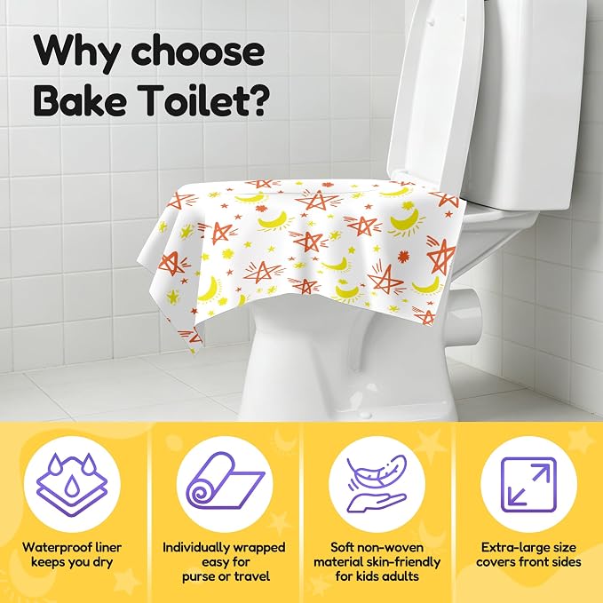 20 Pack Toilet Seat Covers for Kids, Toilet Seat Covers Disposable -Extra Large, Waterproof, Individually Wrapped, Portable Travel Pack for Toddlers Potty Training, Public Restroom, Airplane, Trip
