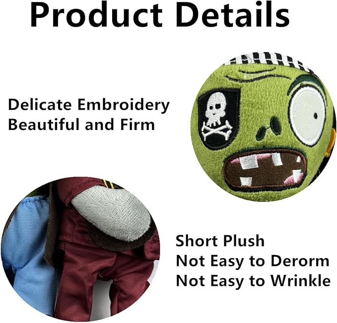 JHESAO 3 PCS Plants and Zombies Plush Toy Zombies Sets Football, Sport Plushies 1 2 Stuffed Soft Pirate Doll, Guitar PVZ Plushies Figure Doll New