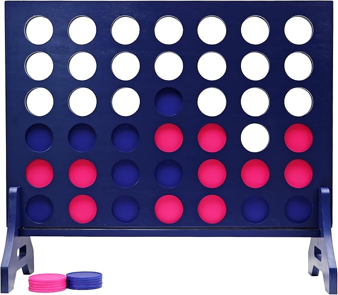 Tailgating Pros Premium Navy Giant Four in a Row with Carrying Case - Jumbo Oversized Outdoor Yard Game - Connect Multiple Pucks in a Row to Win - Many Puck Colors Available!