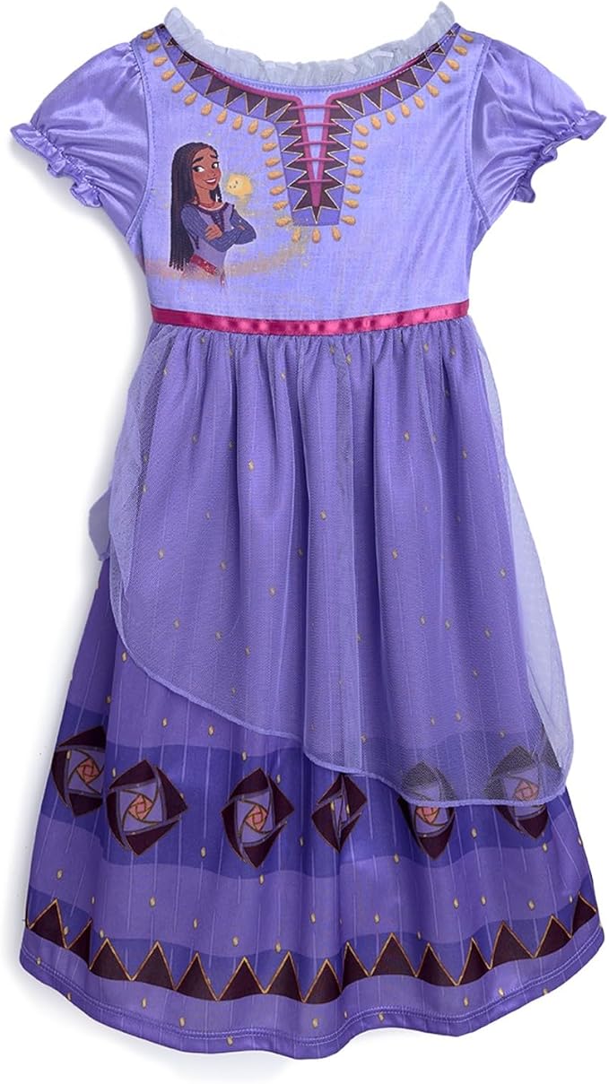 Disney Girls' Princess Dress Nightgown, Fantasy Gown, Soft & Cute Pajamas for Kids