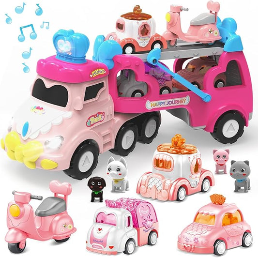 Toys for 2 Year Old Girl,Transport Carrier Truck Princess Car Toys for Toddlers 1-3,1 2 3 4 5 6 7 Year Old Girl Gifts,Birthday Gift for Kids