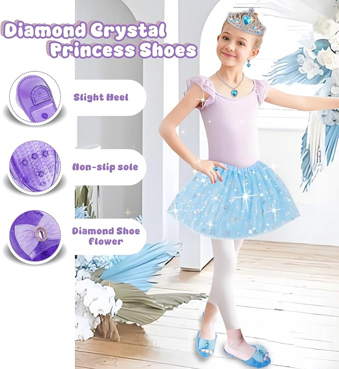 Princess Dress Up Toys, Includes Colorful Skirt, Crown, Shoes, Accessories, Suitable for Girls 3-6 Toddler Role Play Gifts Birthday Party Favors