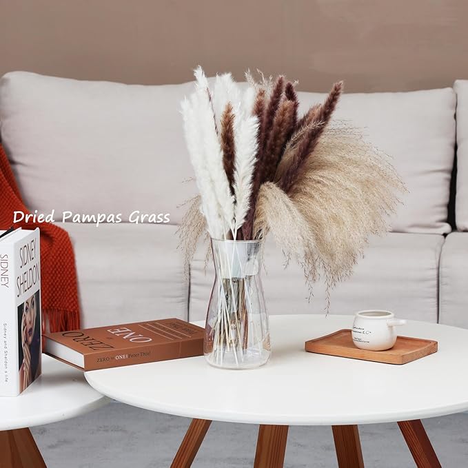 8 Inch Clear Glass Vase for Flowers, Modern Boho Table Decor | Farmhouse Vases For Rustic Vintage Living Room Kitchen Bedroom Halloween Christmas Decor House Book Shelf Office Decor