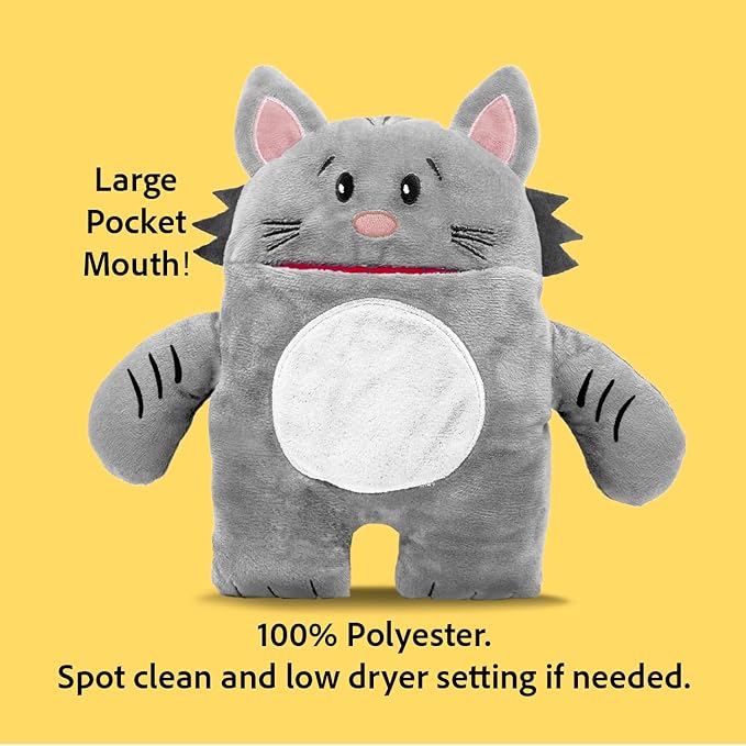The Tooth Brigade Tooth Fairy Pillow | Stuffed Plush with Large Pocket Mouth for Lost Teeth, Treasures, Prizes - Fun and Interactive Plush, Perfect Kids, Boys, & Girls Gift (Gizmo Cat)
