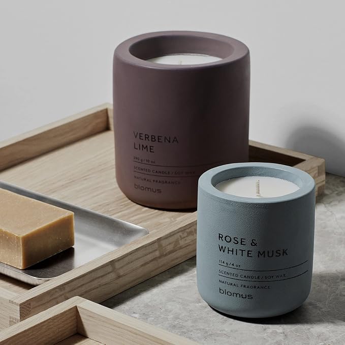 Blomus Fraga Scented Candle Rose Dust L Soy Wax Concrete