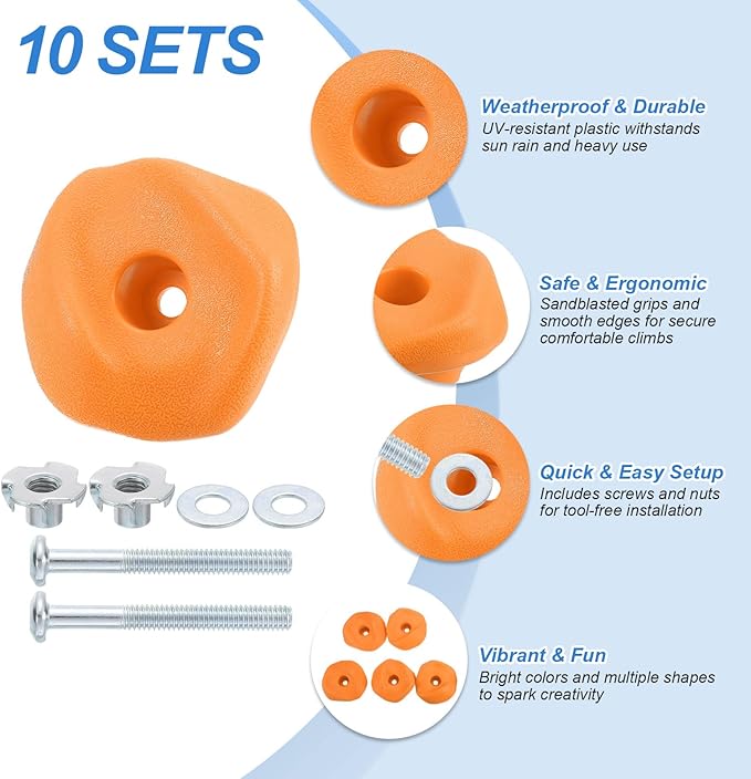 PATIKIL Rock Climbing Holds, Climbing Rock Wall Grips Play Set Climber Attachments with Single Holes for Playground