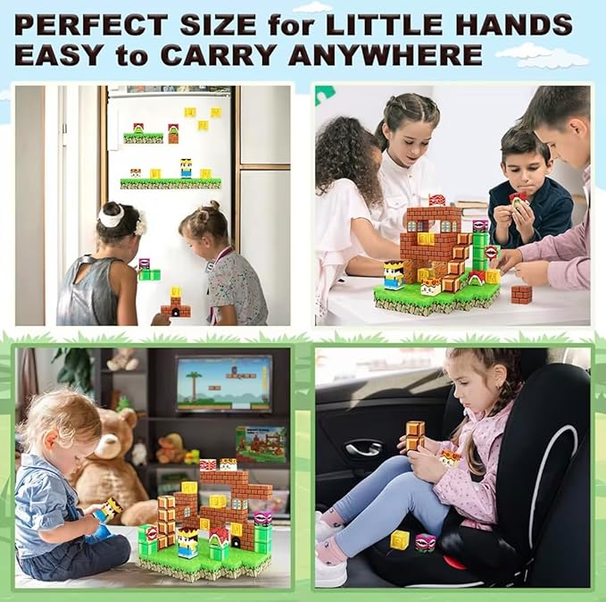 Mini Magnetic Blocks, 60 PCS Magnetic Building Blocks, STEM Educational Building Set Construction Toys for Kids Ages 3+, Building Toys for Toddlers Boys & Girls Birthday Gift