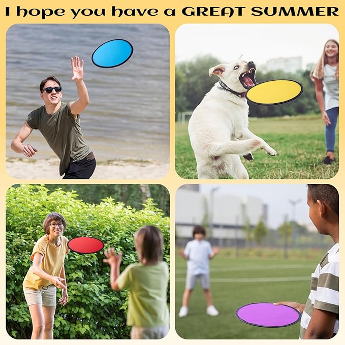 End of the Year Gifts for Students Bulk Foldable Flying Disc Fans Set with Stickers Bags, End of Year Student Gifts from Teacher Beach Fun Folding Pocket Hand Fans for Outdoor Activities Games