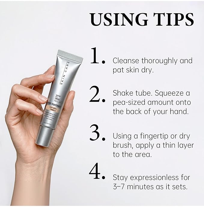 Instant Under Eye Tightener, Instant Firming Temporary Eye Tightener with Brush, Perfection Cream for Fine Lines, Wrinkles & Puffiness, Easy-Wear Formula for All Skin Types
