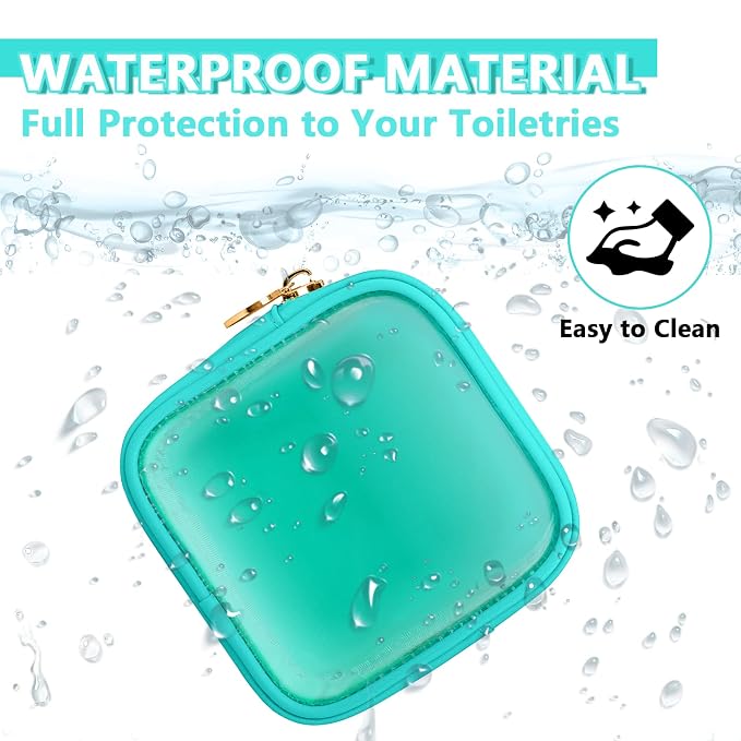 UIXIZQ Clear Mini Makeup Bag for Purse, Small Nylon&PVC Cosmetic Travel Bag TSA Approved Toiletry Bag with Zipper, Preppy Transparent Makeup Travel Bag Coin Purse for Women Men Girls(Mini-Mint Green)