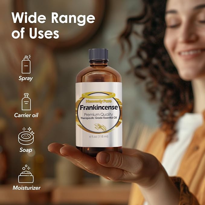 Heavenly Pure Frankincense Essential Oil - Pure & Natural Frankincense Aroma Therapeutic Grade Essential Oil (Huge 4 OZ - Bulk Size)