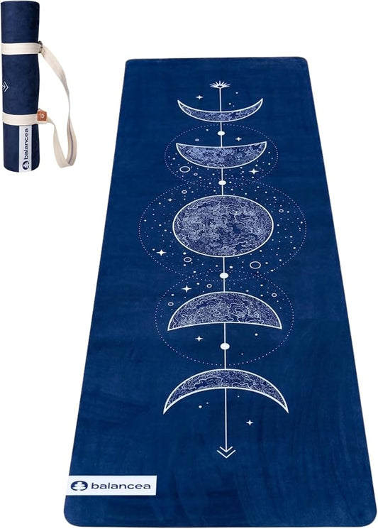 Yoga Mat With Strap 5mm Non Slip Suede & TPE - Eco-Friendly Fitness & Exercise Mat for Home Gym, Pilates, Hot Yoga, and Meditation - Lightweight Durable 72 x 24 inch Workout Mat for Women, Men