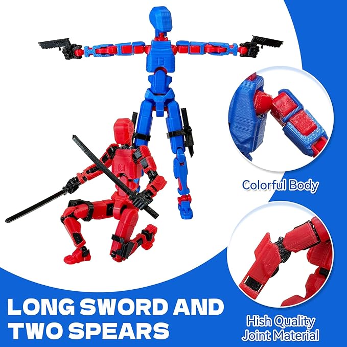 8PCS Dummy13 Action Figure Set | Pre-Assembled 3D Printed Titan13 and Robo Figures, Highly Articulated Robot Toys with Interchangeable Accessories, Perfect for Collectors and Hobbyists (grere-Black)
