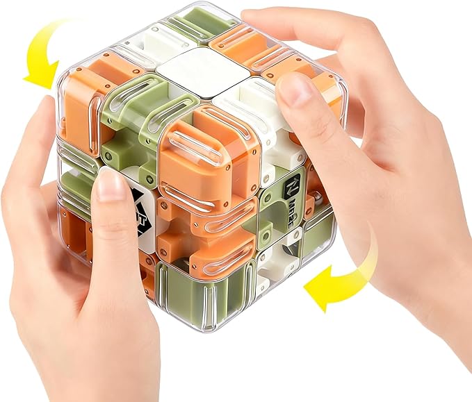 3D Maze 3x3 Speed Cube, 3x3 Maze Ball Labyrinth Game, Unlock The Path from Start to Finish, Challenging Fidget Toy & Concentration Game for Kids & Adults (A)