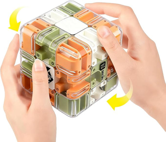 3D Maze 3x3 Speed Cube, 3x3 Maze Ball Labyrinth Game, Unlock The Path from Start to Finish, Challenging Fidget Toy & Concentration Game for Kids & Adults (A)
