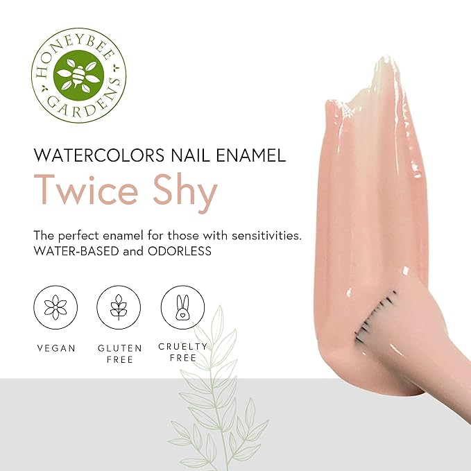 Honeybee Gardens Water-Based Nail Enamel, Twice Shy, Matte Nude Pale Pink, Eco-Friendly, Odorless & Vibrant Polish, 0.5 fl oz