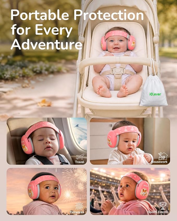 iClever Focus EM03 Baby Headphones for 3-36 Months, NRR 18dB