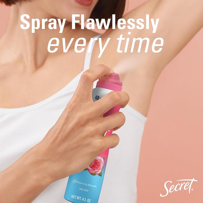 Secret Dry Spray Antiperspirant Deodorant for Women, 48hr Weightless Sweat & Odor Protection, Gentle on Skin, White Peach Scent, 4.1 oz (Pack of 3)