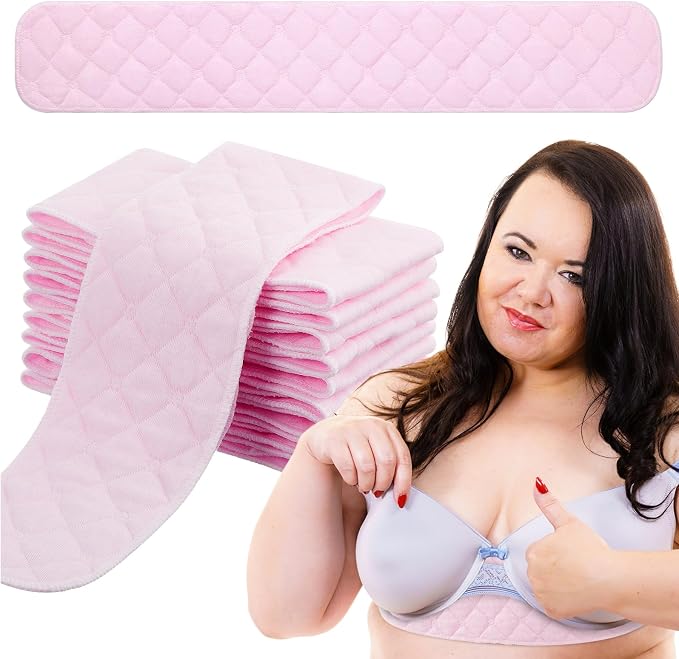 Toulite 10 Pcs Reusable Bra Liners for Sweat, 3 Layer Bra Sweat Pads, Soft Cotton Outer Layer with Polyester Fiber Core
