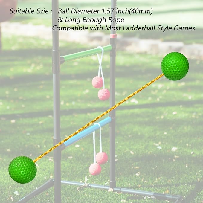 Ladder Ball Ladder Toss Balls Set Replacement Balls for Toss Match, Set of 6 with Storage Bag (Green & Orange)
