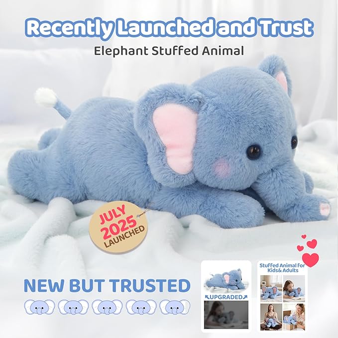 Weighted Stuffed Animals with Microwavable Heating Pad - 5lb Adjustable, Heatable & Coolable Elephant Plush for Relaxation, Removable Inner Pad, Perfect Plush Gift for Kids Adults (23 Inch)