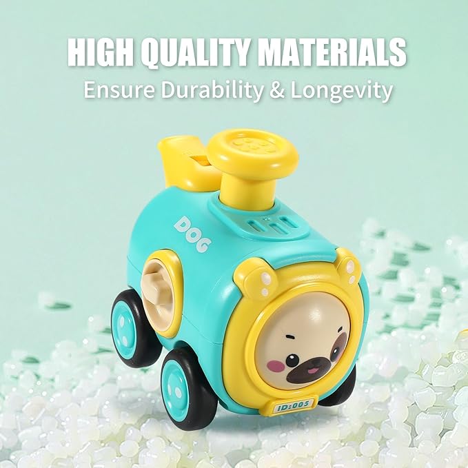 Animal Toy Cars for Toddlers 1-3, Press and Go Racing Cars Set, Baby Toys 18 Months, Whistle Vehicles for 1 Year Old Boys Girls, Baby Christmas Birthday Gifts