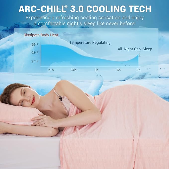 Elegear Arc-Chill 3.0 Cooling Blankets for Hot Sleepers, Throw Size, Pink | Q-Max>0.5 Cooling Fabric, Absorbs Heat to Keep Body Cool, Breathable Summer Blankets for Night Sweats & Menopause, 51"x67"